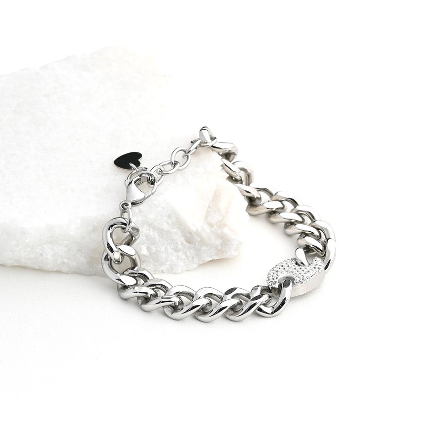 Pulseira aço corrente e brilhantes GB