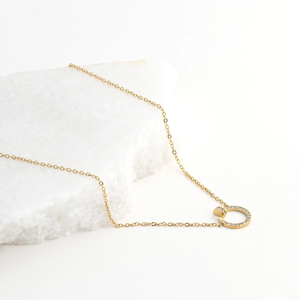 Collana in acciaio con zirconità chiodo GB