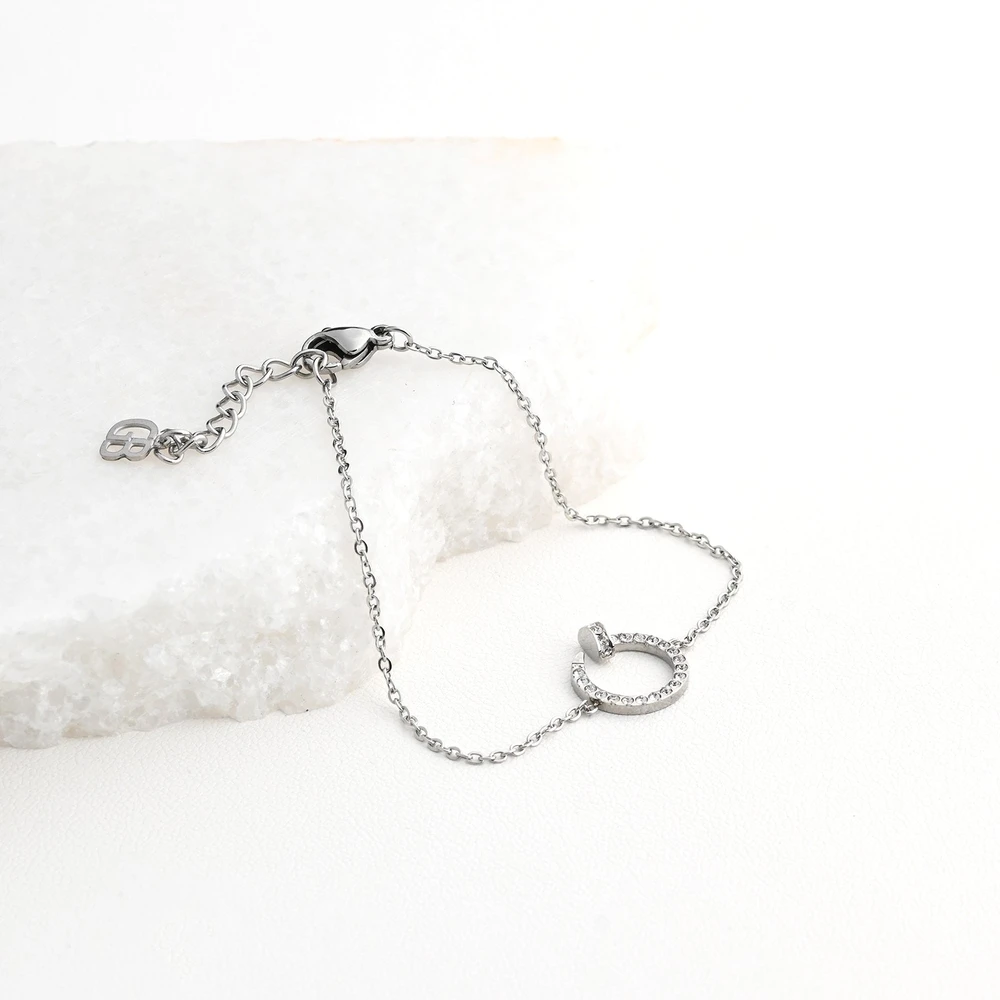 Pulseira aço com zircônias prego GB