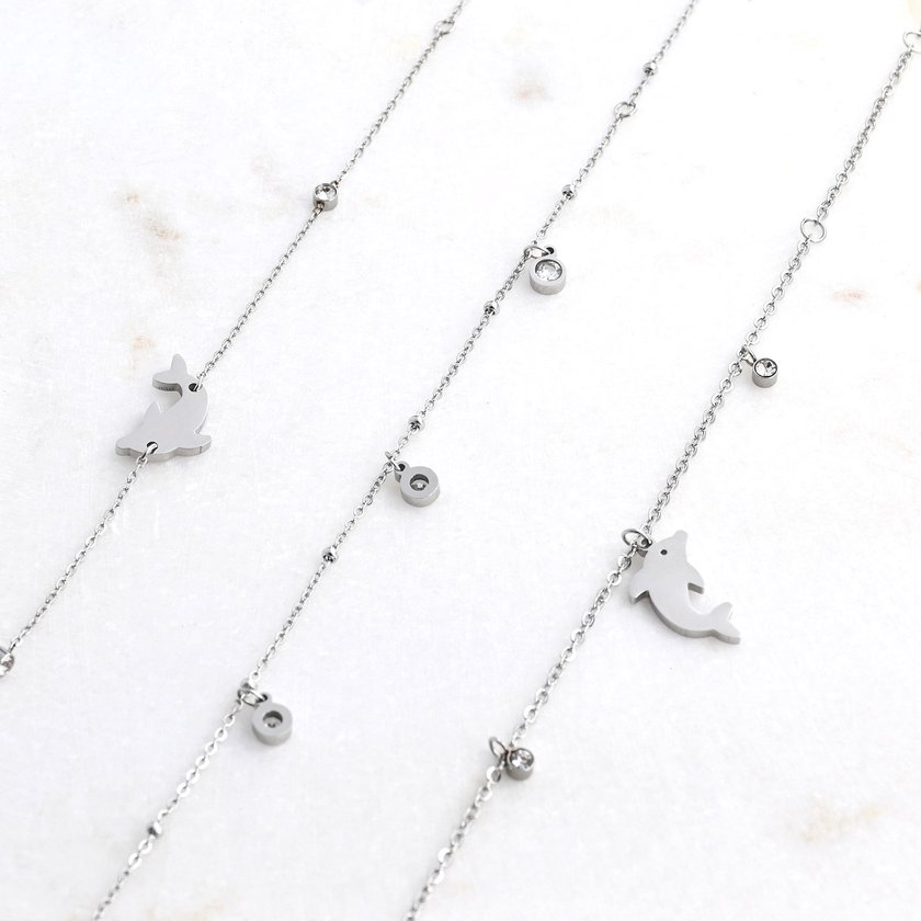 Pulseiras de pé aço golfinhos GB