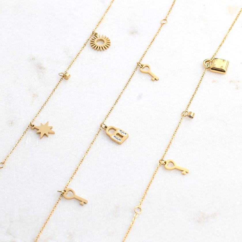 Pulseiras de pé aço cadeados GB