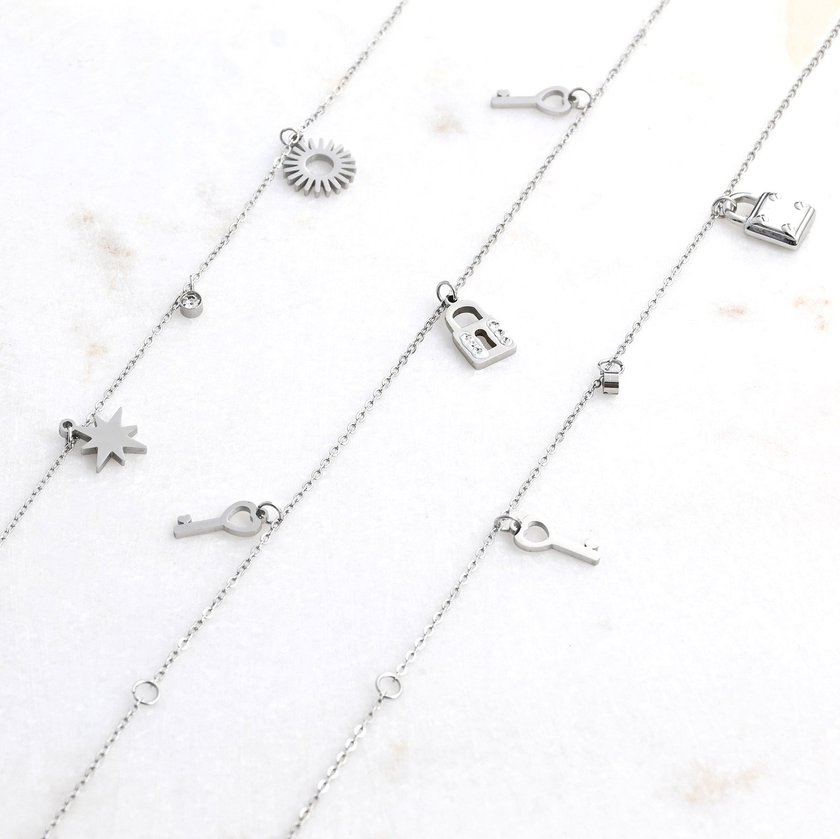 Pulseiras de pé aço cadeados GB