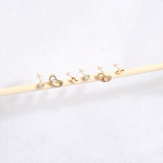Ensemble boucles d'oreilles plaqué or haricot GB