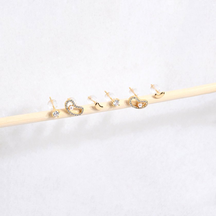 Ensemble boucles d'oreilles plaqué or haricot GB