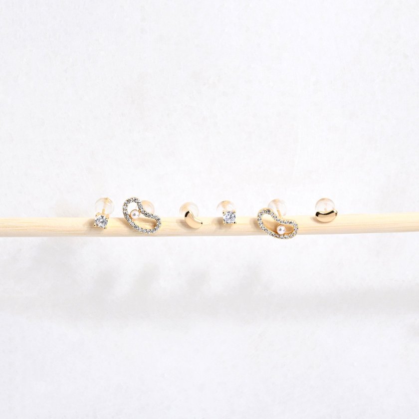 Conjunto pendientes baño de oro frijol GB