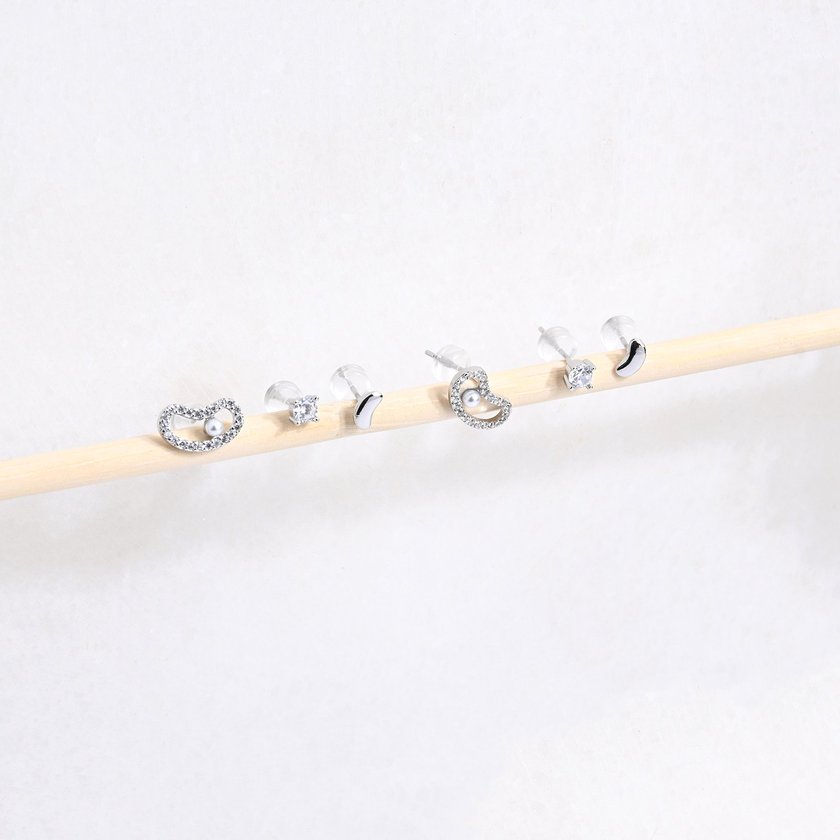 Ensemble boucles d'oreilles plaqué or haricot GB
