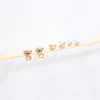Ensemble boucles d'oreilles plaqué or ours GB