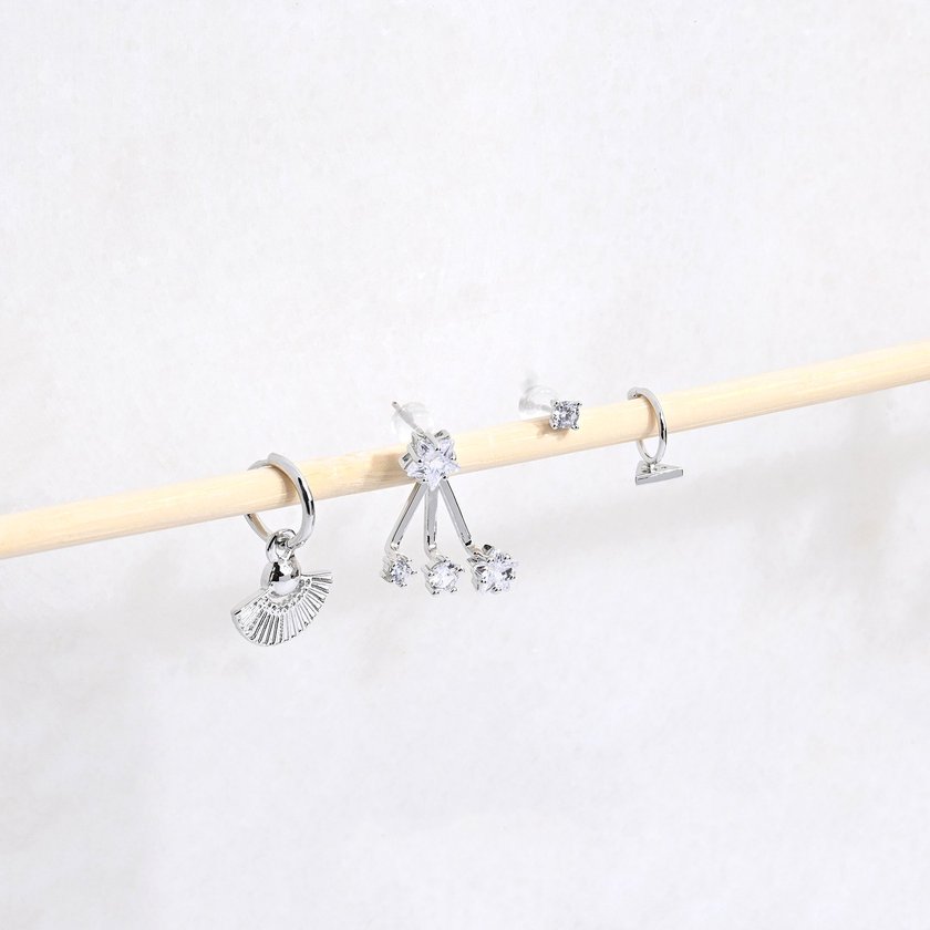 Ensemble boucles d'oreilles plaqué or éventail GB
