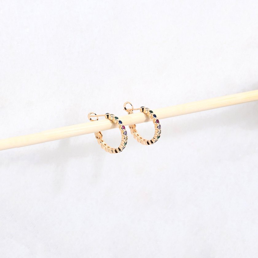 Gold plated hoops colorful GB