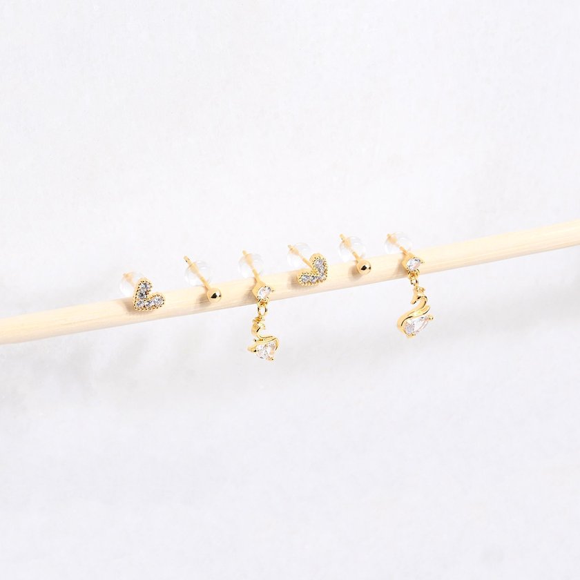 Ensemble boucles d'oreilles plaqué or cygne GB