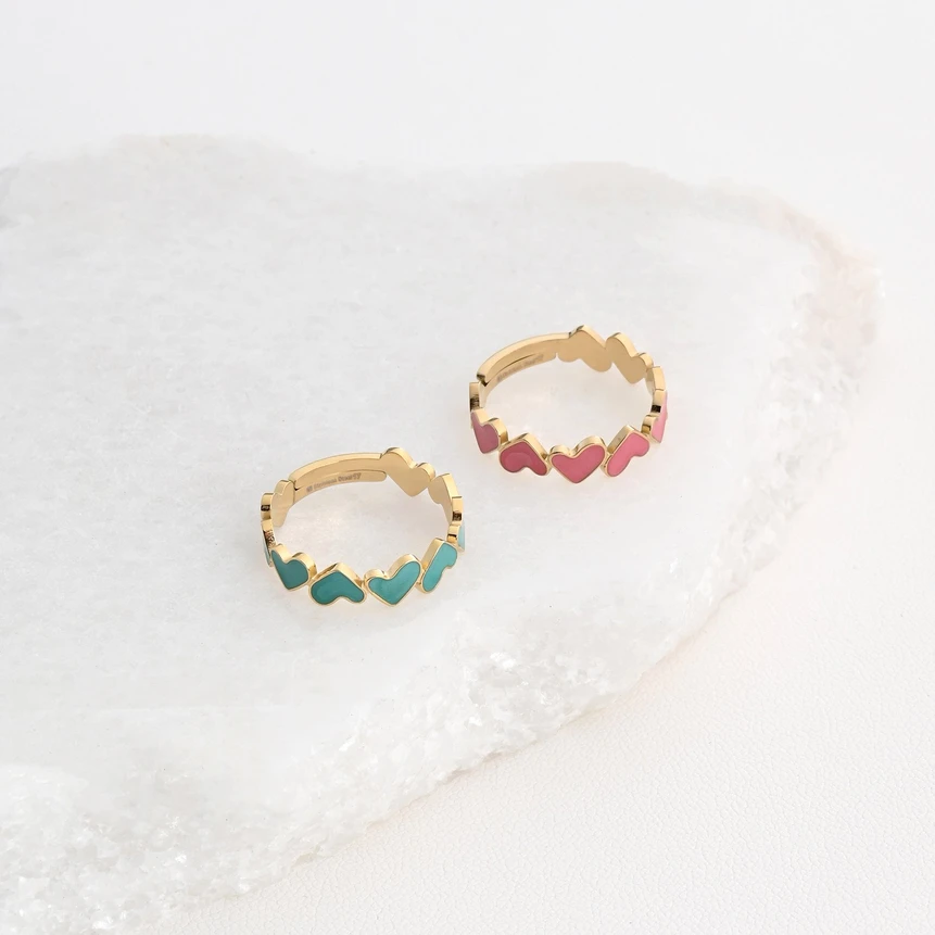 Anillo ajustable acero corazones GB