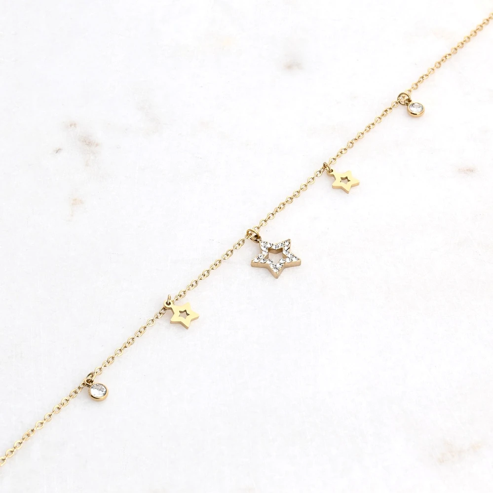 Chaîne de cheville acier étoiles GB