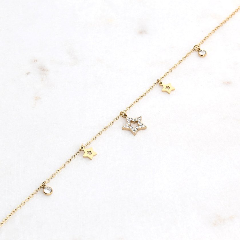 Steel foot bracelet stars GB