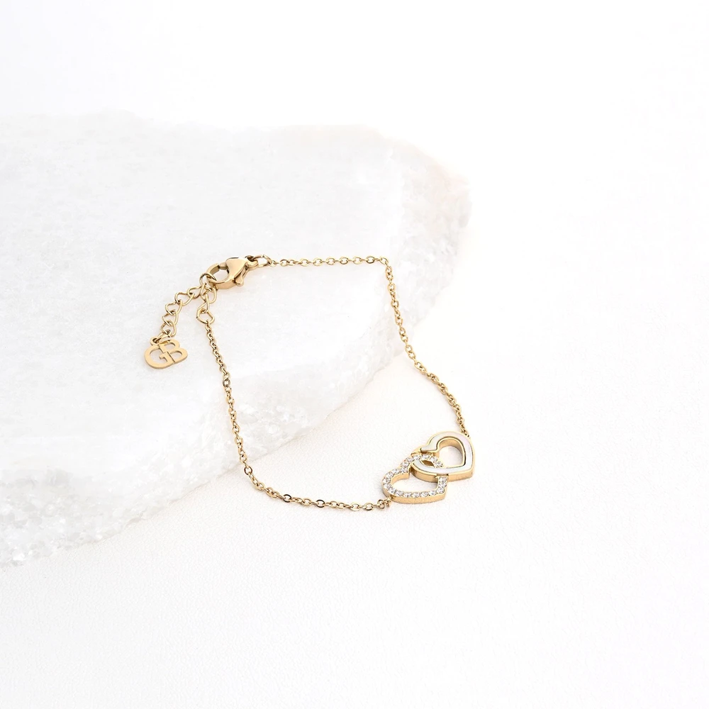 Bracciale in acciaio cuori intrecciate GB