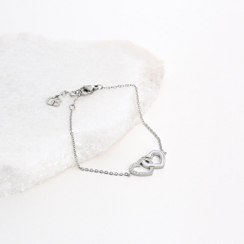 Pulseira em aço corações entrelaçados GB