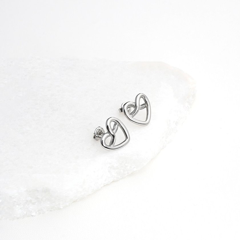 Boucles d'oreilles en acier cœur entrelacé GB