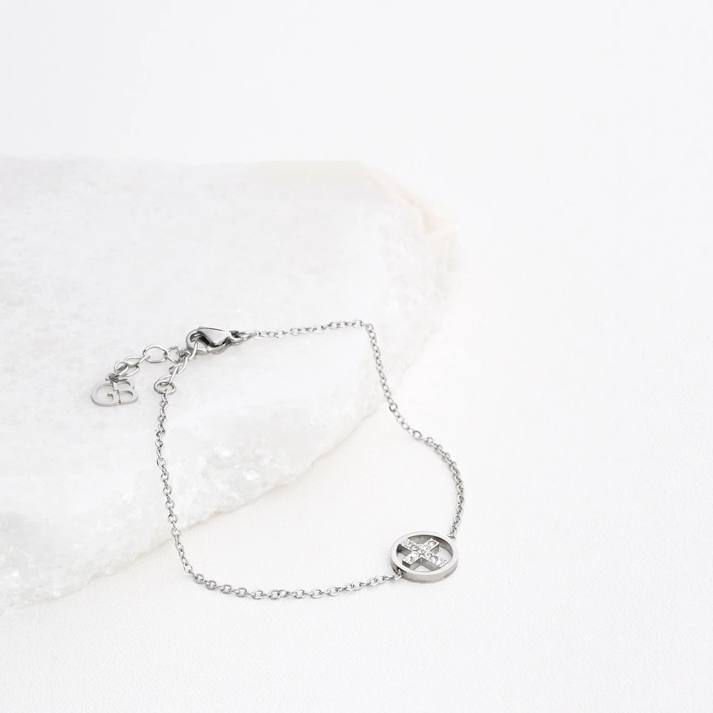 Bracelet en acier croix avec brillantes GB