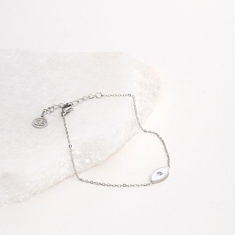 Bracciale in acciaio occhio bianca GB