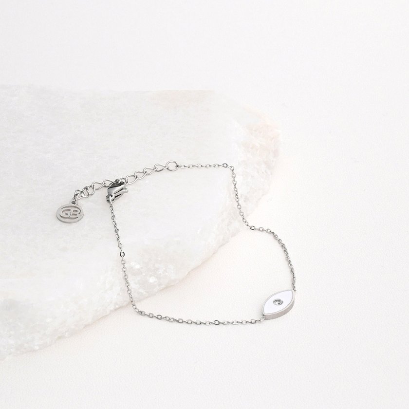 Pulseira em aço olho branco GB