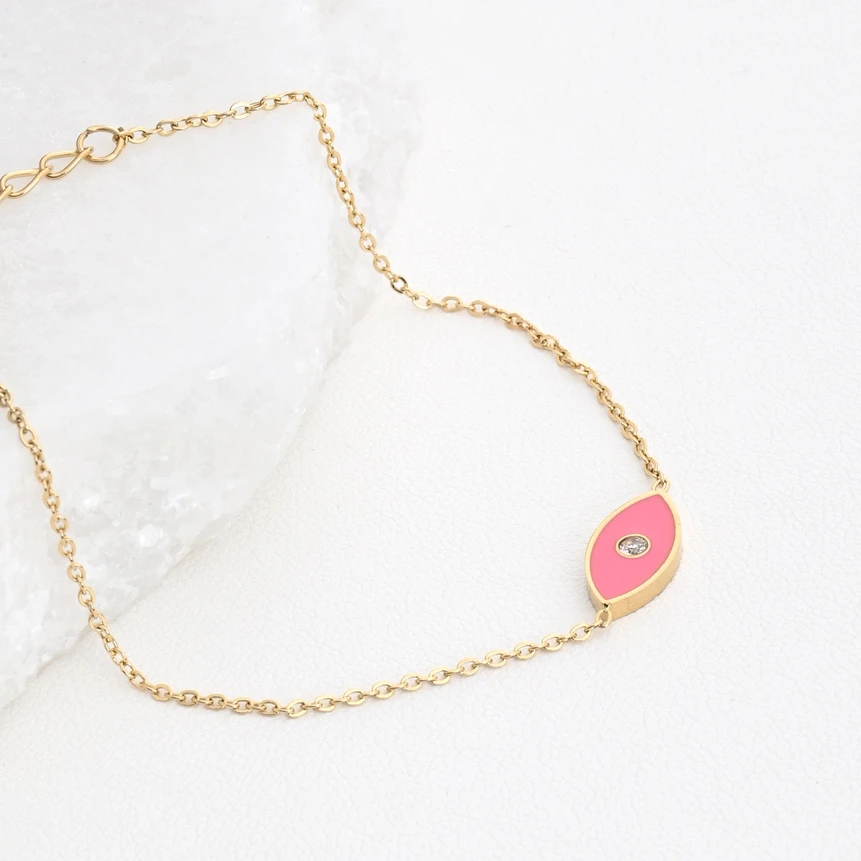Steel bracelet eye pink GB