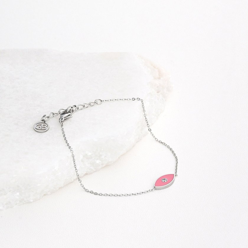 Bracelet en acier œil rose GB