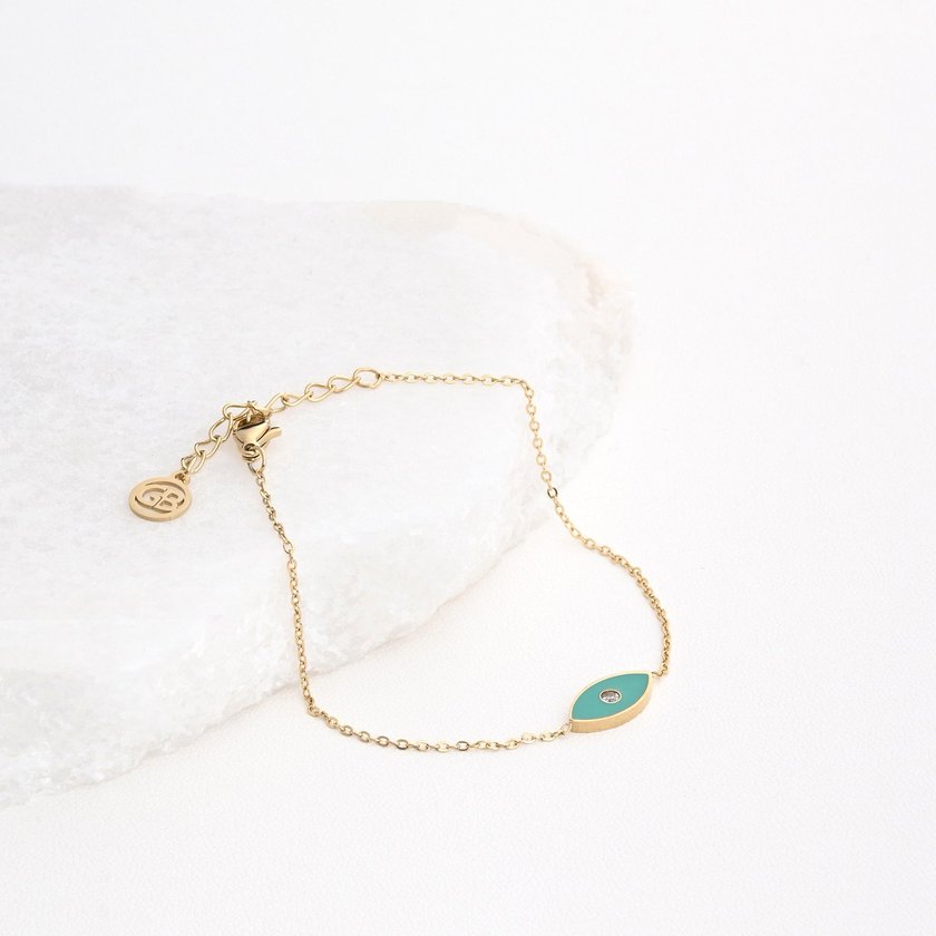 Bracelet en acier œil vert GB