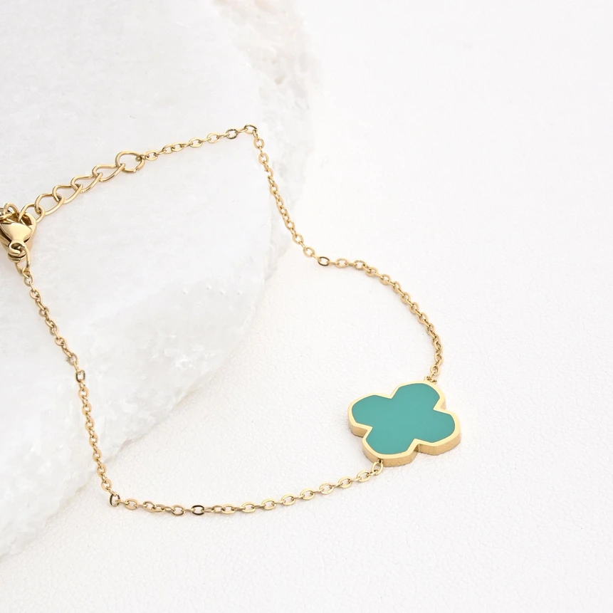 Steel bracelet clover GB