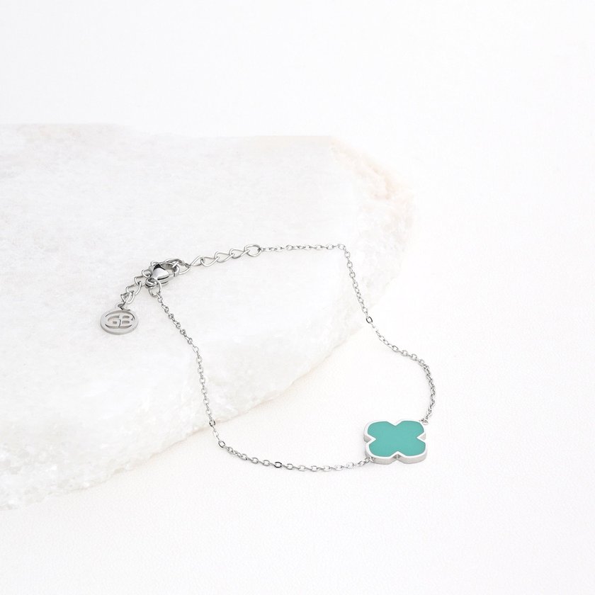 Pulsera en acero trébol verde GB