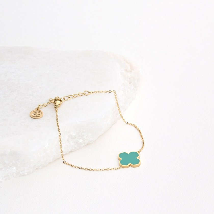 Pulseira em aço trevo verde GB