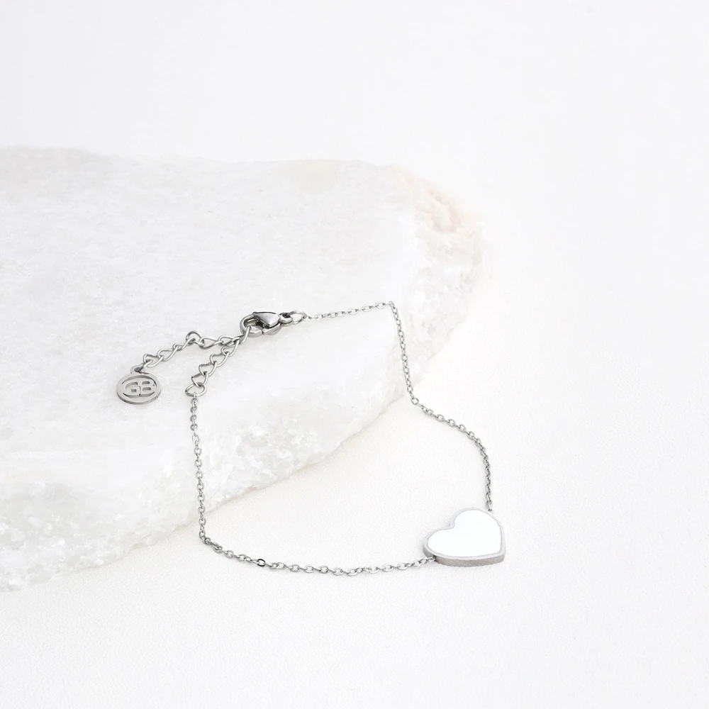 Bracciale in acciaio cuore bianca GB
