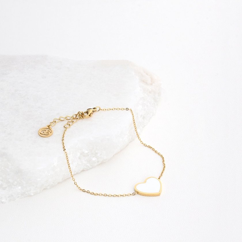 Pulsera en acero corazón blanco GB