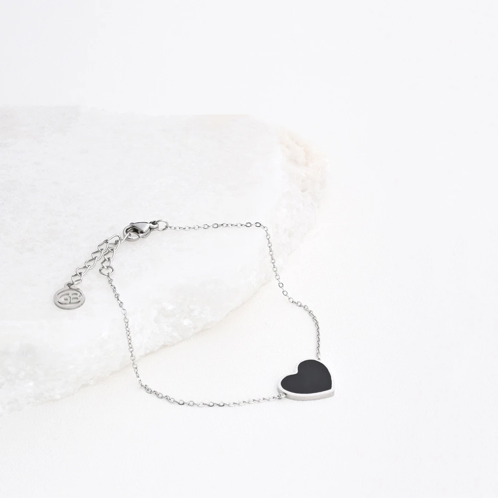 Pulsera en acero corazón negro GB
