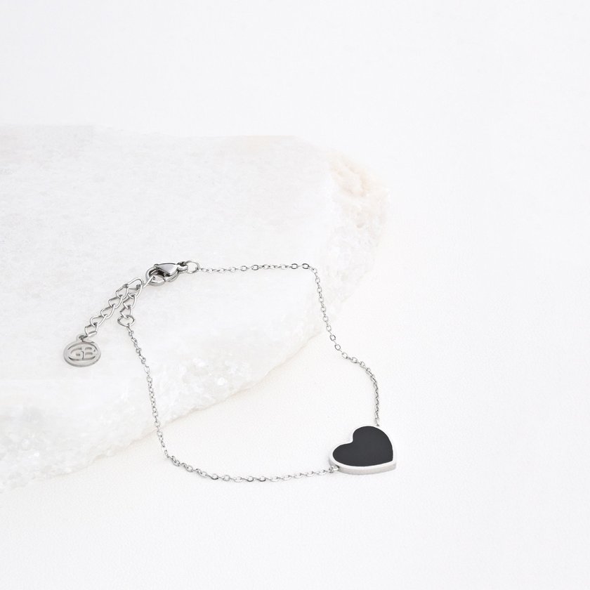 Pulseira em aço coração preto GB