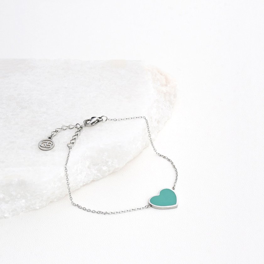 Steel bracelet heart green GB