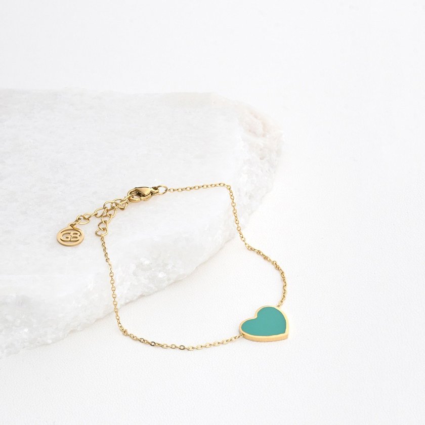 Pulsera en acero corazón verde GB