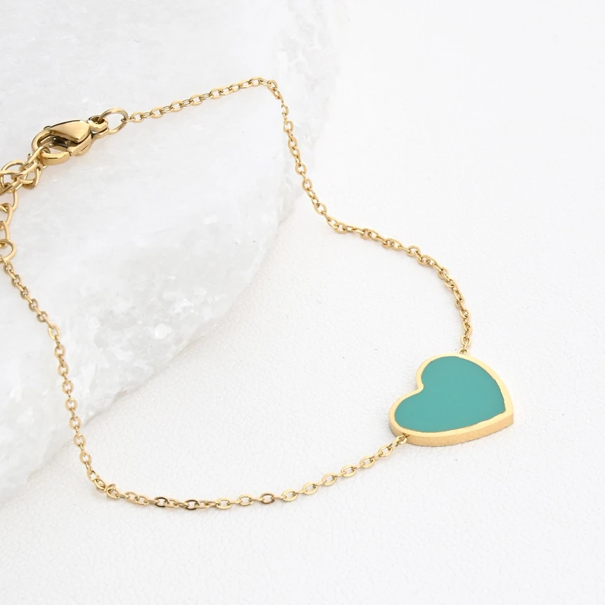 Bracelet en acier cœur vert GB
