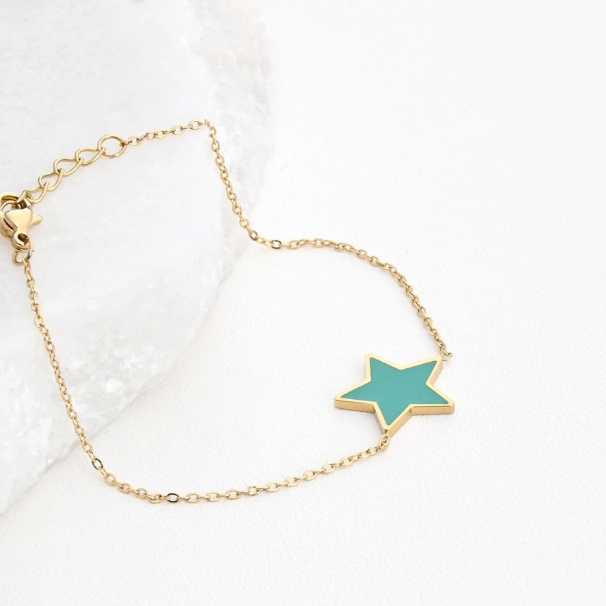 Pulseira em aço estrela verde GB