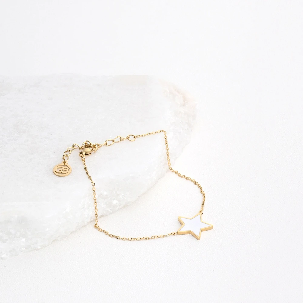 Pulseira em aço estrela branca GB