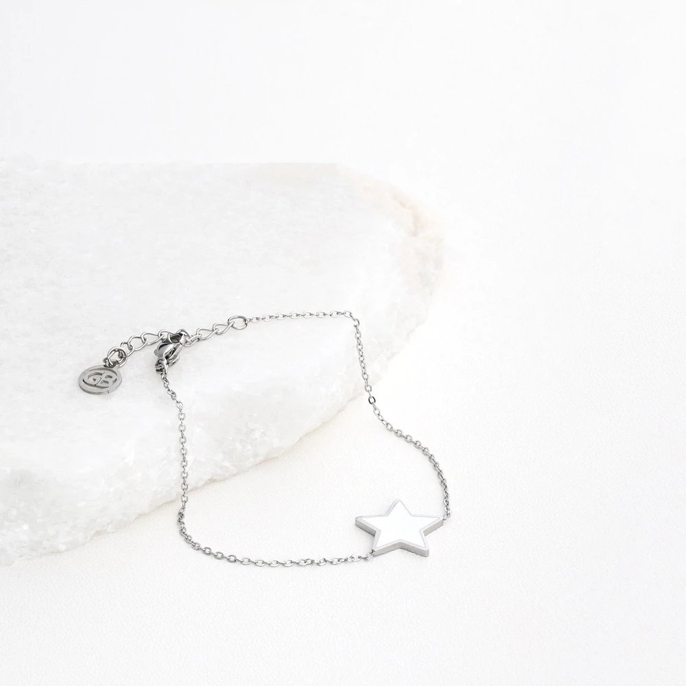 Pulseira em aço estrela branca GB