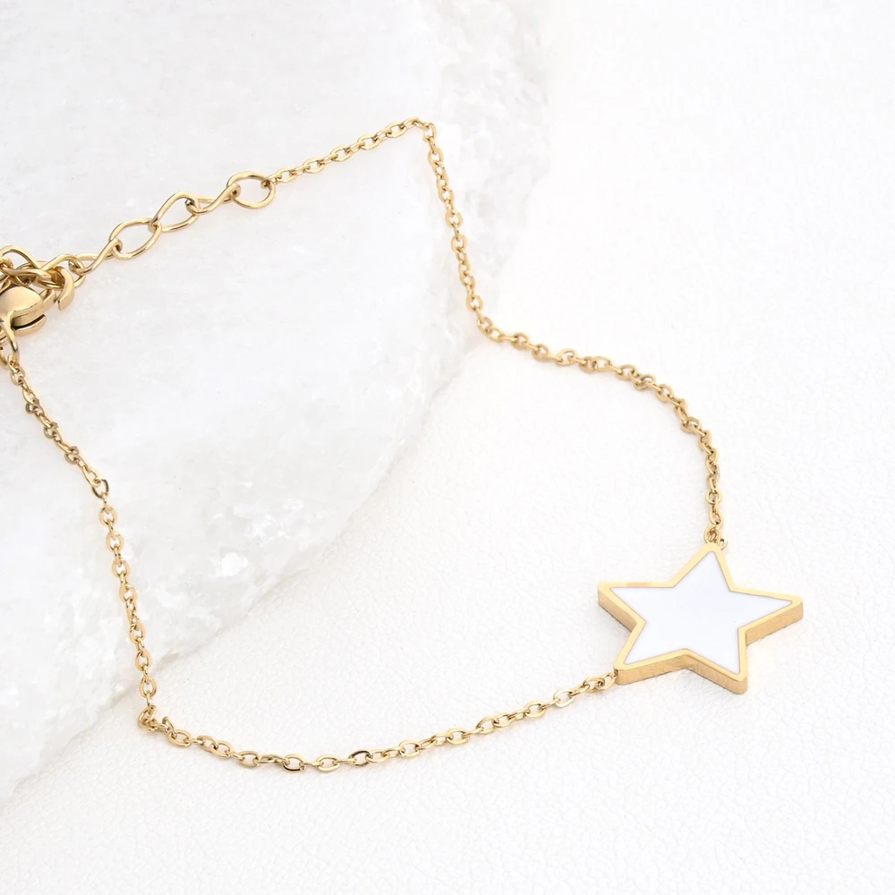 Pulseira em aço estrela branca GB