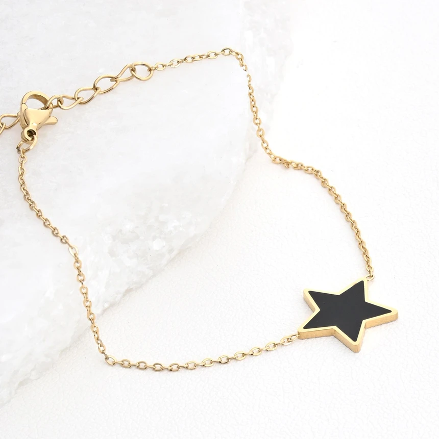Bracciale in acciaio stella nero GB
