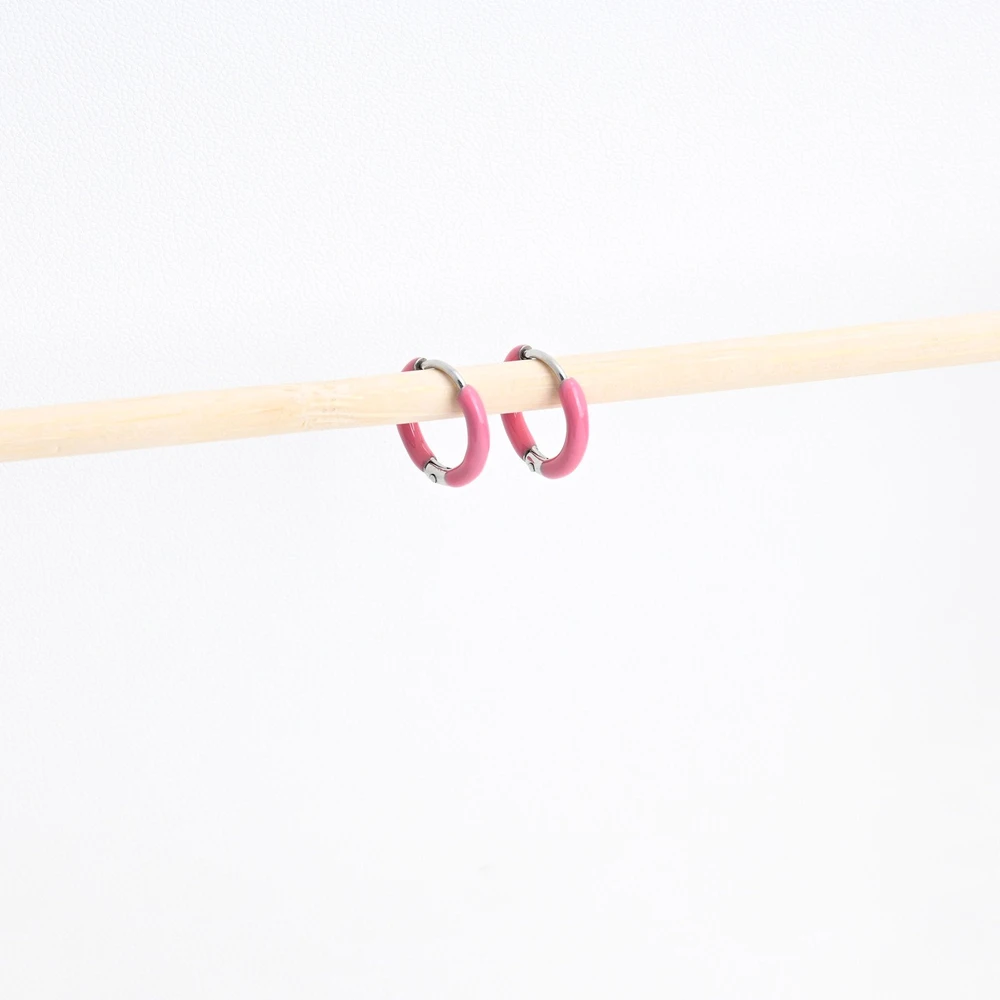 Anneaux en acier fines rose GB