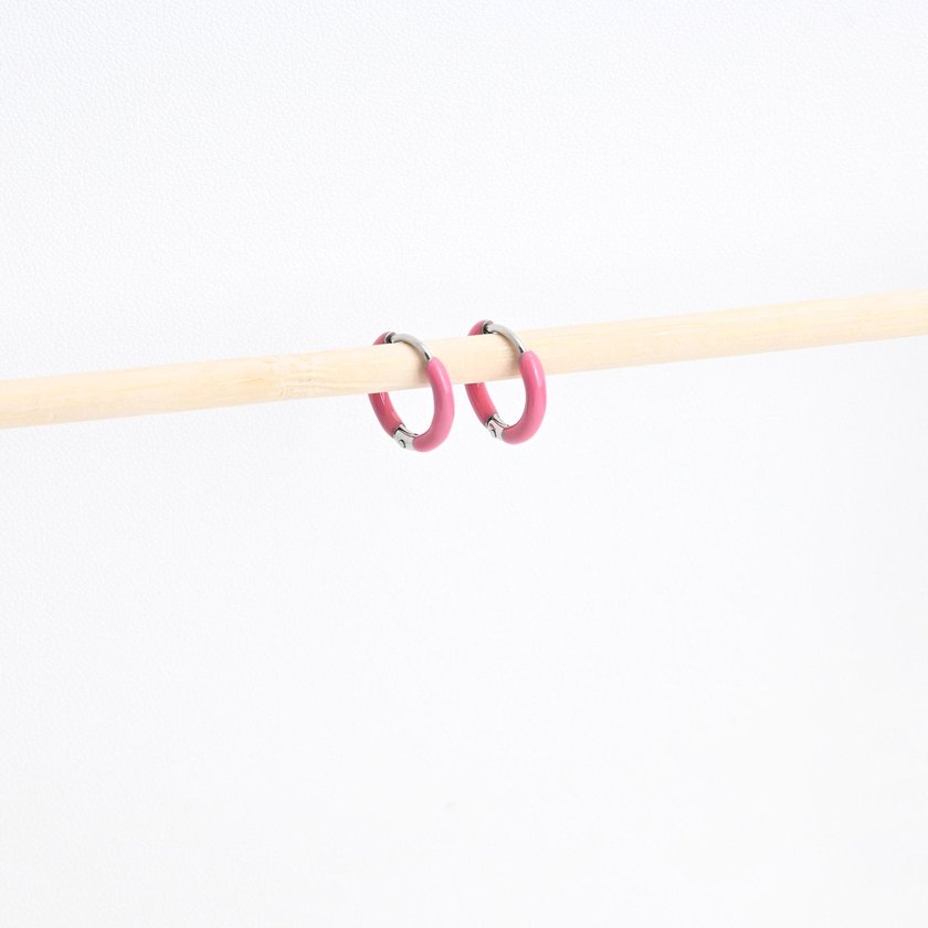 Aros en acero finos rosa GB