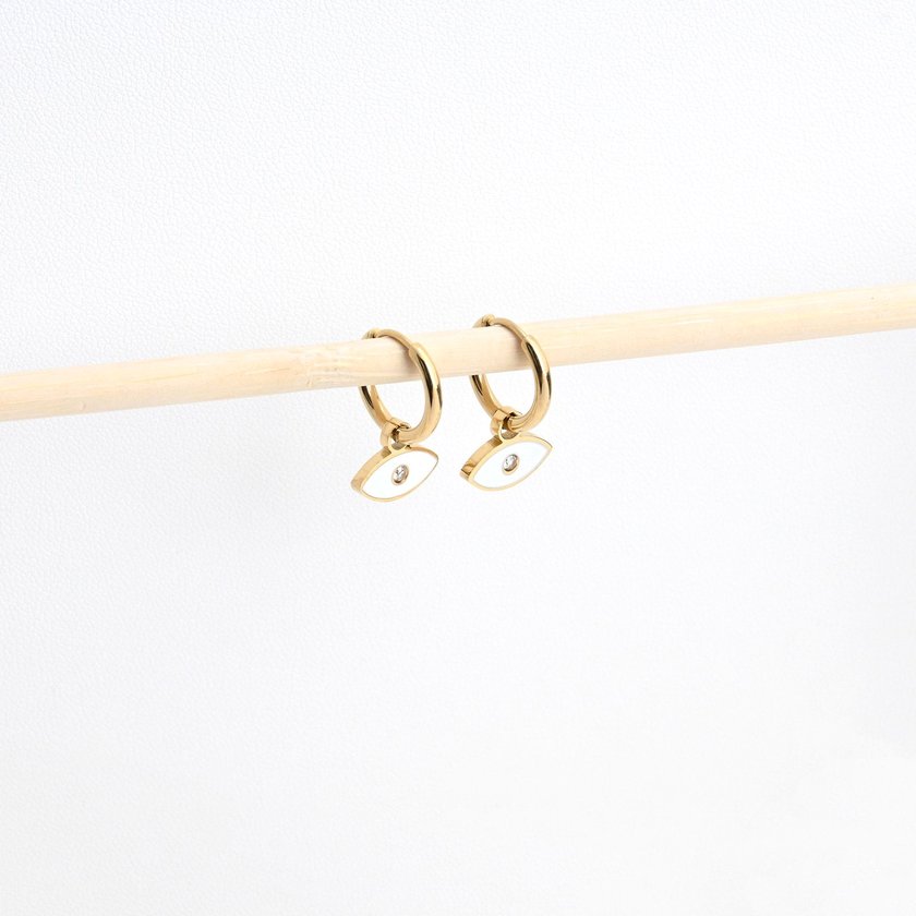 Aros en acero ojo blanco GB