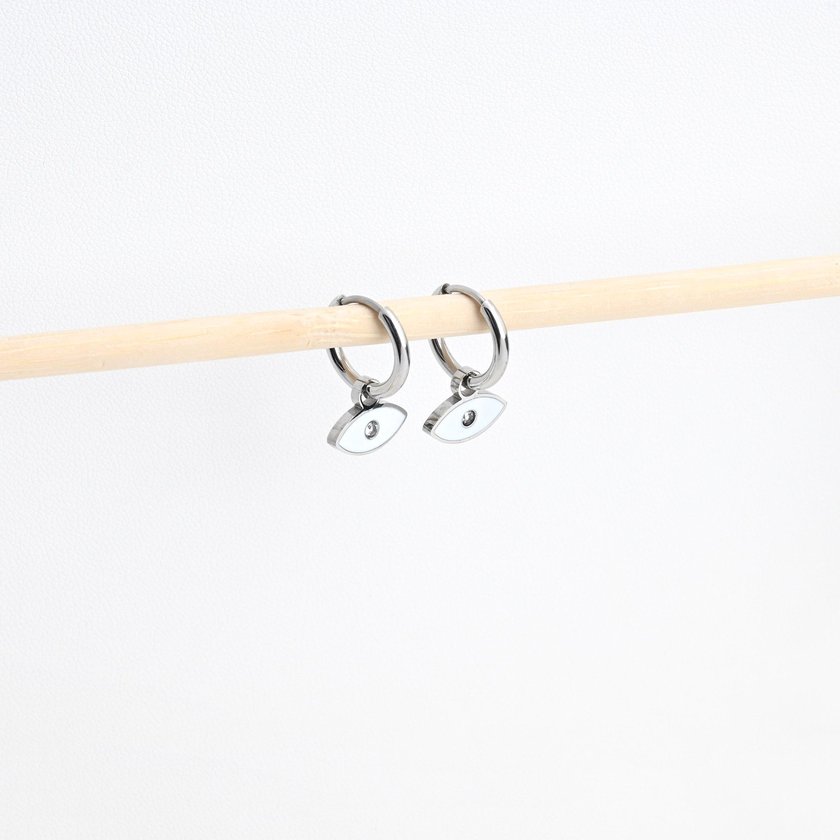 Aros en acero ojo blanco GB