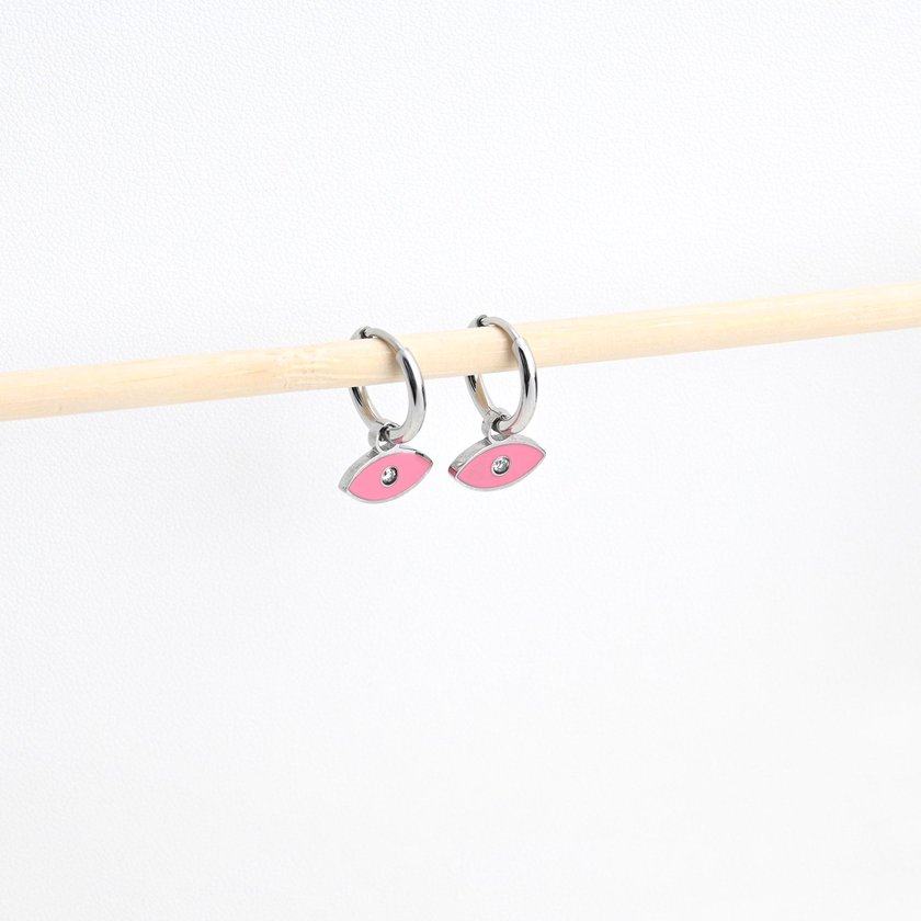 Aros en acero ojo rosado GB