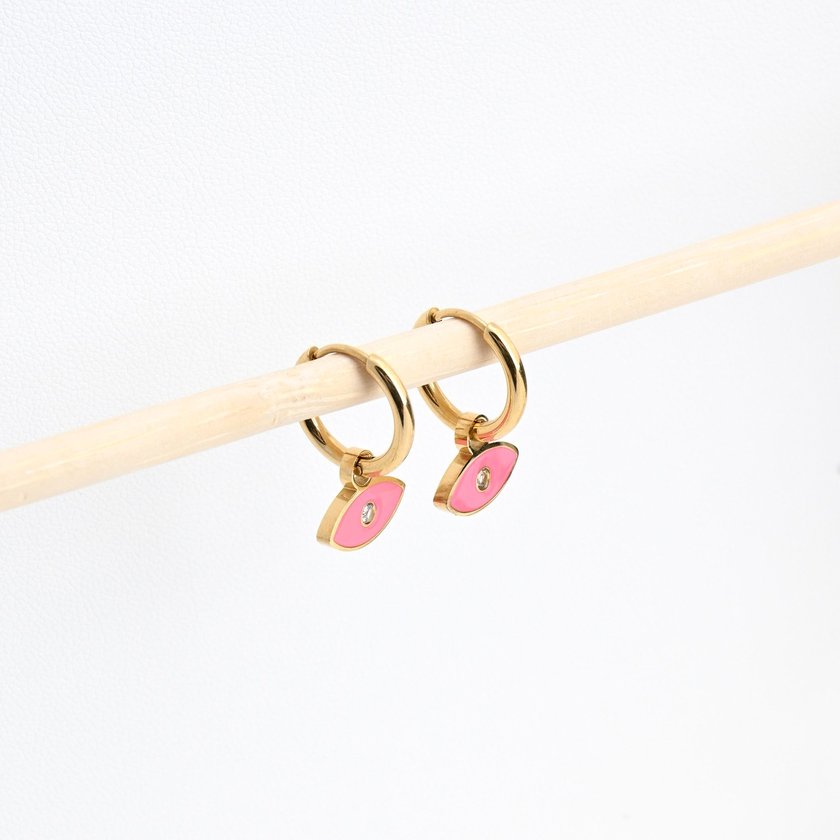 Aros en acero ojo rosado GB