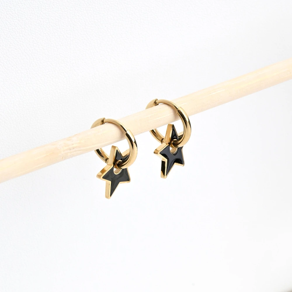 Argolas em aço estrela preto GB