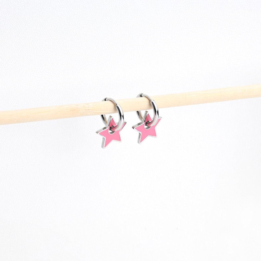 Thin steel hoops star pink GB