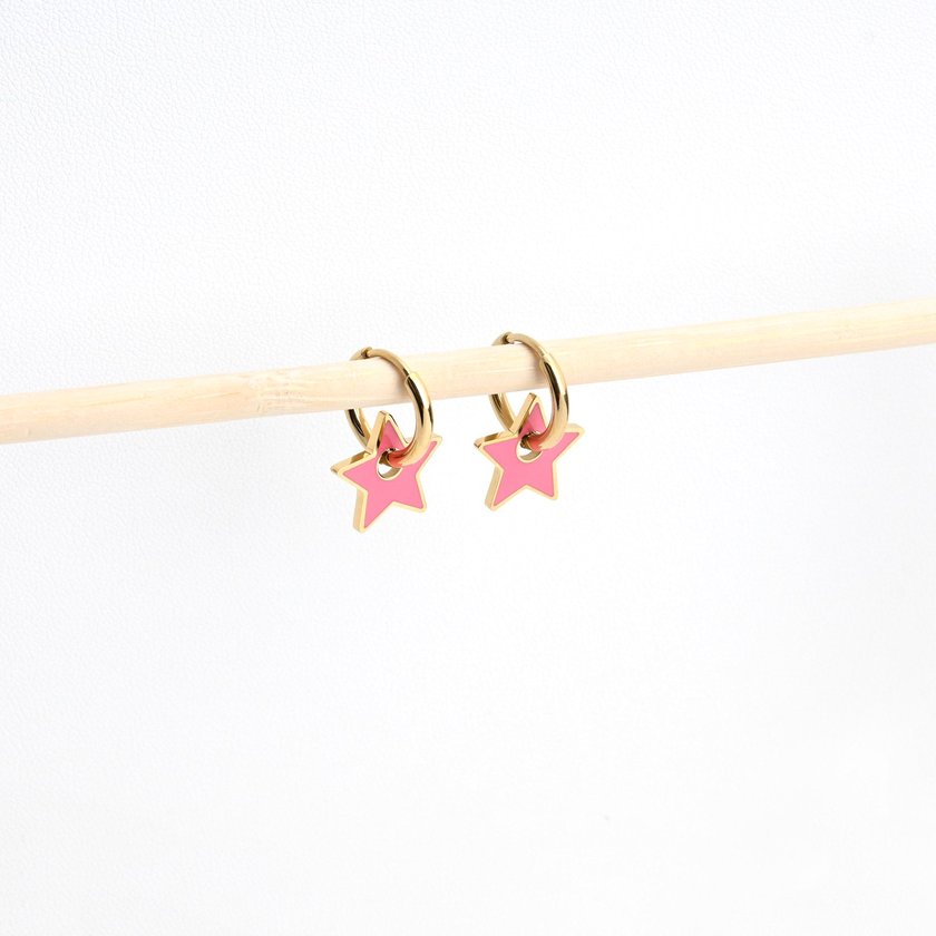 Aros en acero estrella rosa GB